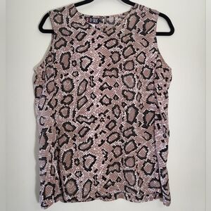 Quo-silk Sleeveless Snake Print Top - Black and Tan - 100% Silk 90s Y2k Size M